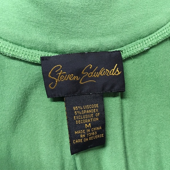 Steven Edwards green knit top with a sequined yoke. Very good condition. - Picture 3 of 3